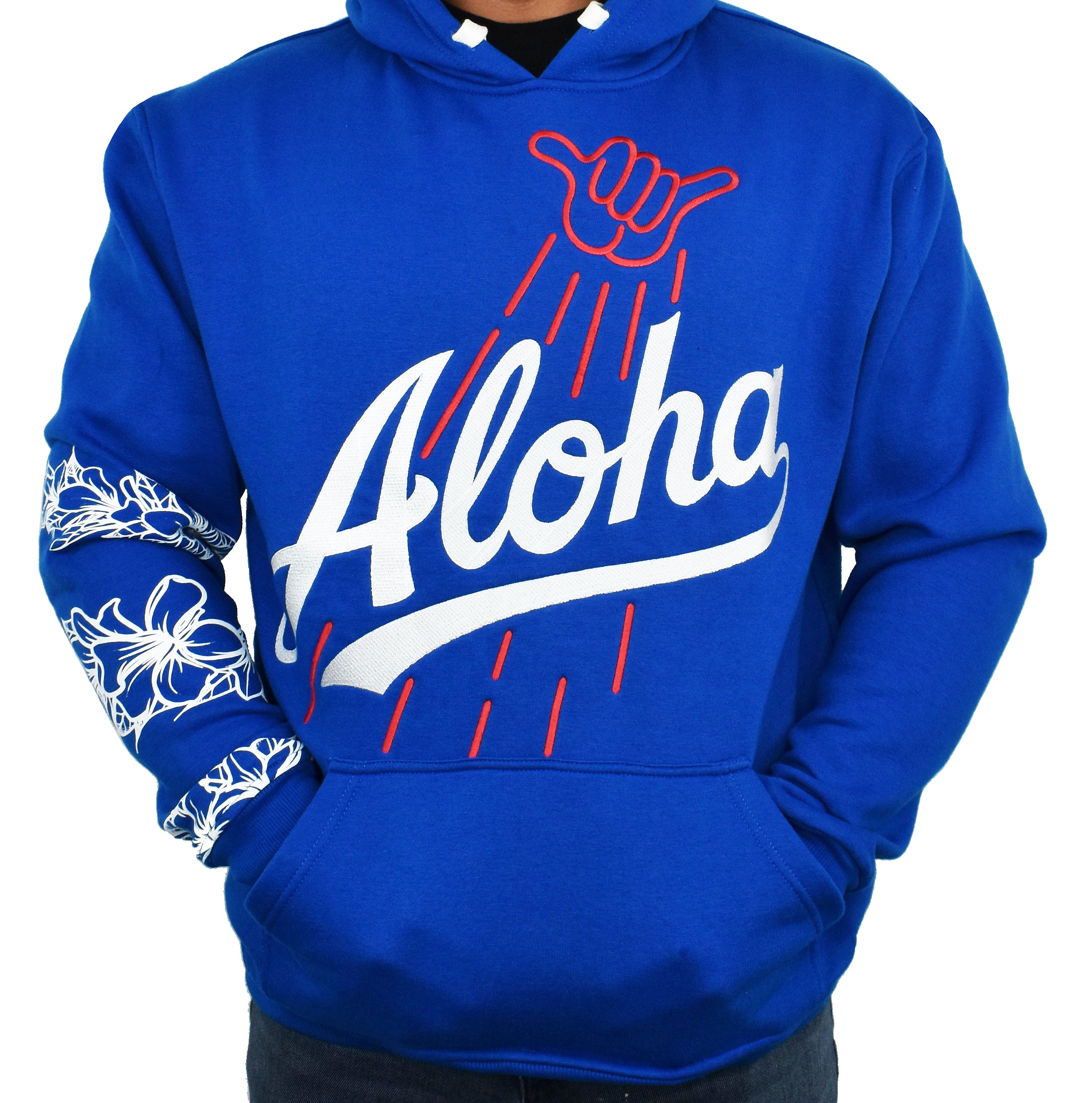 Aloha Blue' Embroidered Hoodie