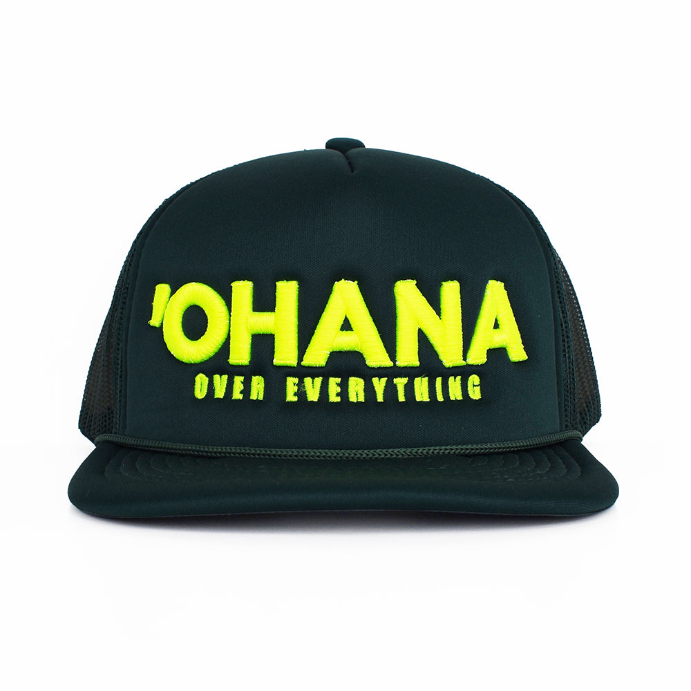'Ohana Over Everything' Embroidered Trucker Hat - Forest