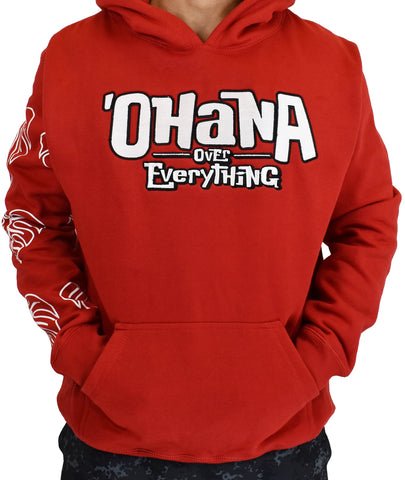 'Ohana Over Everything' Embroidered Hoodie – Lilo Edition - RED