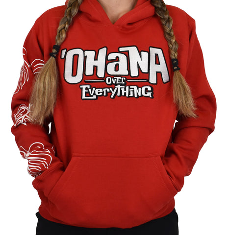 'Ohana Over Everything' Embroidered Hoodie – Lilo Edition - RED