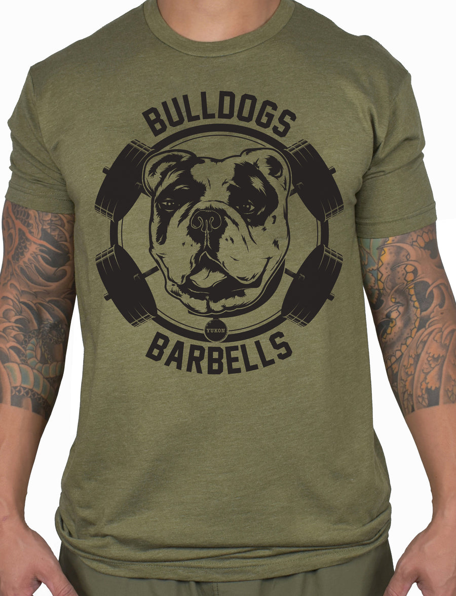 Men's 'Bulldogs and Barbells' Yukon Tee - Olive