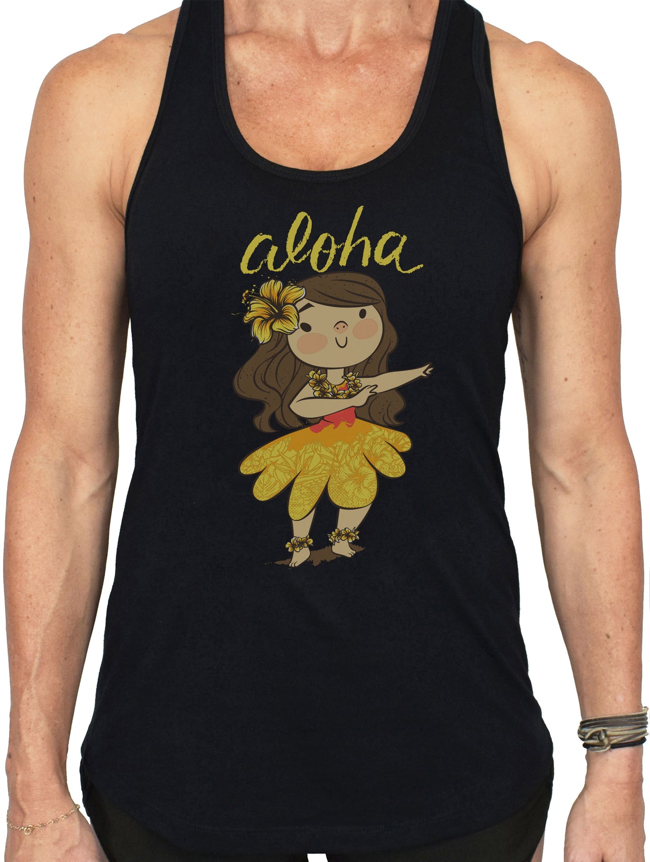 WOMEN'S 'Aloha Hula Girl' Racerback Tank - PRE-ORDER. ITEM SHIPS 02.20