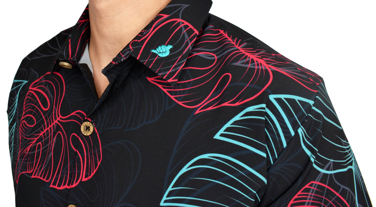 'Electric S-biscus Monstera' ULTRA Aloha (Hawaiian) Shirt
