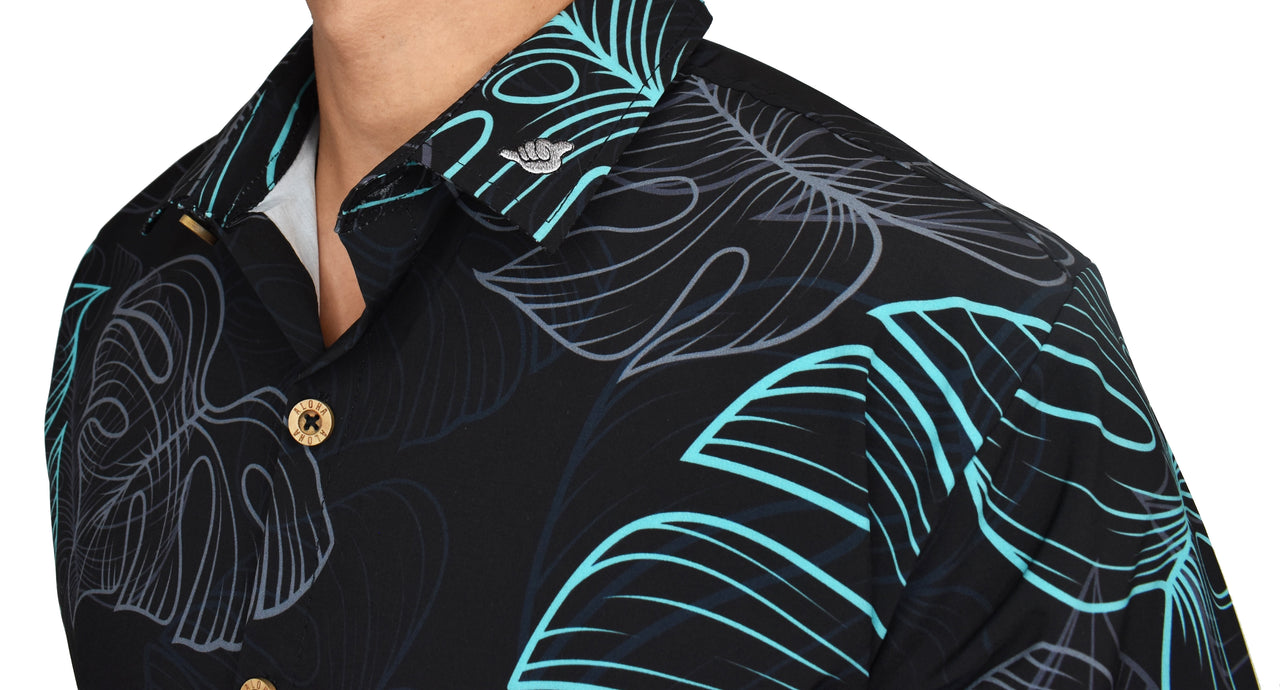 'Electric Teal Monstera' ULTRA Aloha (Hawaiian) Shirt