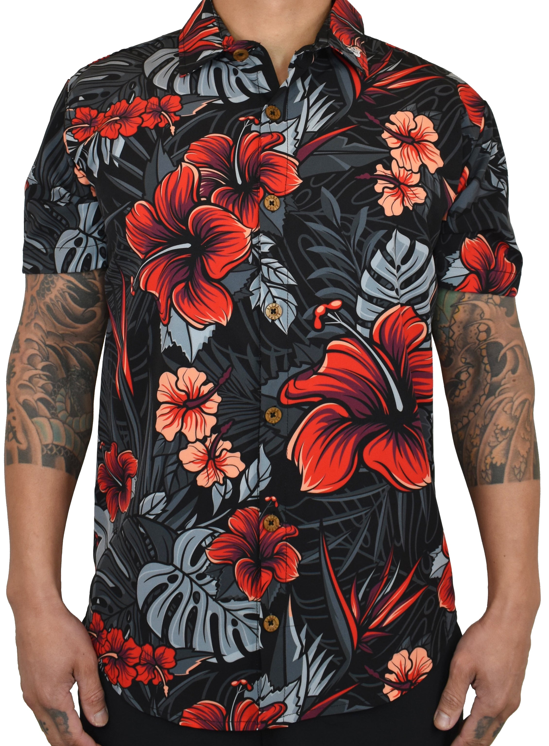 'Firebiscus' ULTRA Aloha (Hawaiian) Shirt