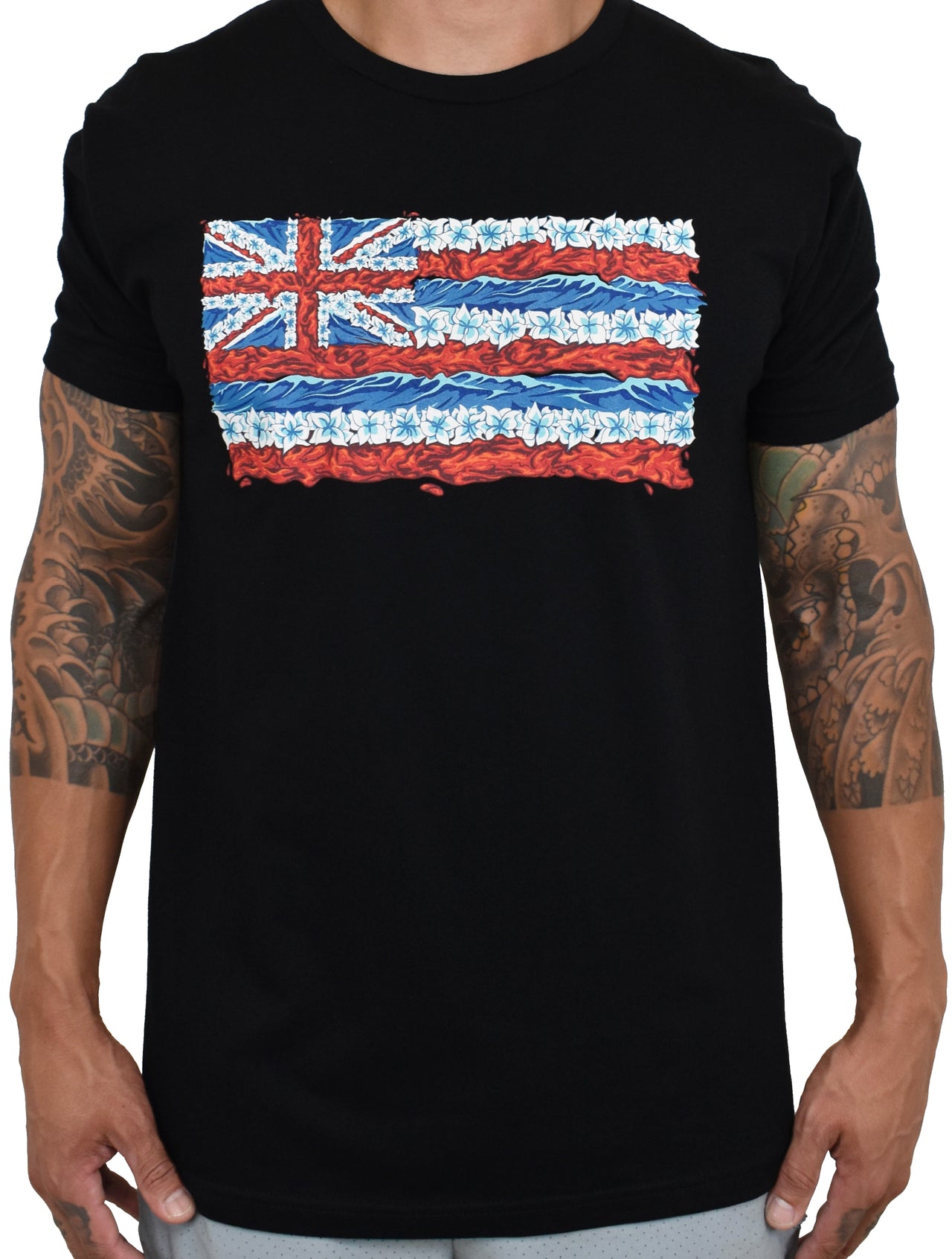 Men's 'Mauka to Makai HI Flag' Black Tee