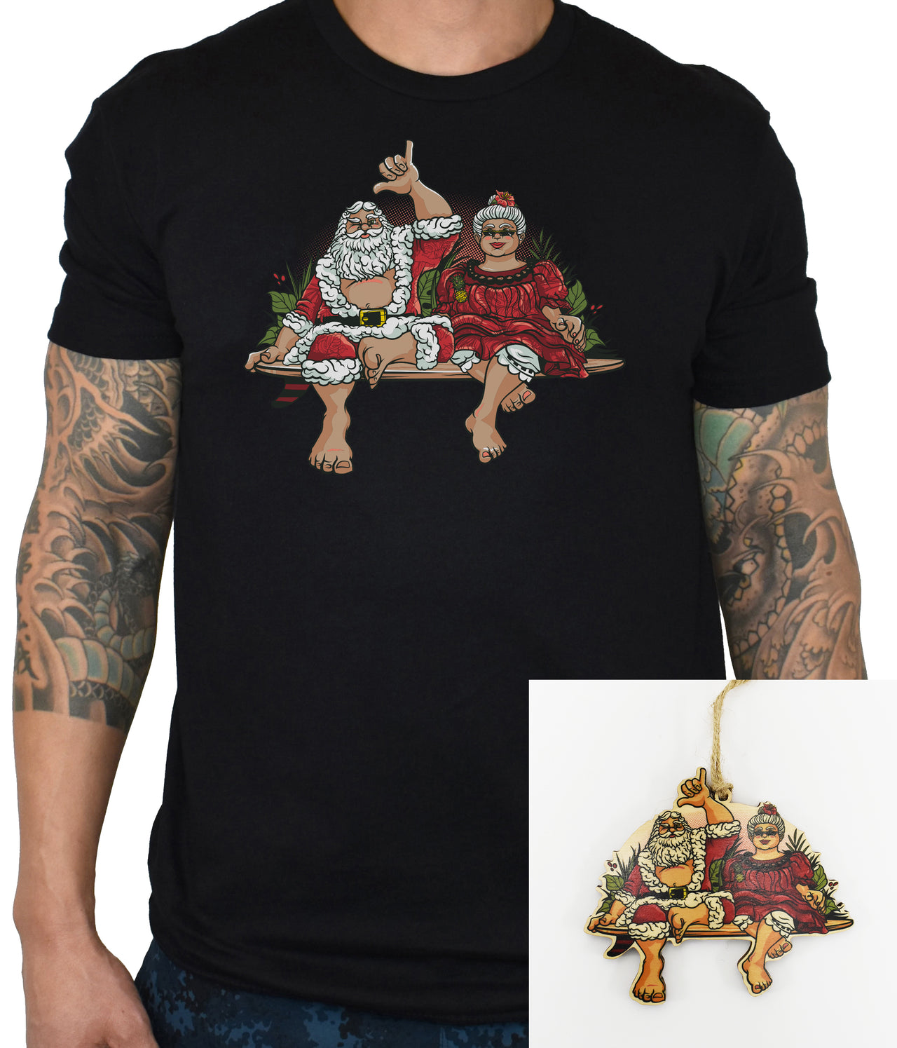 Men's 'Honolulu Lights' Black Tee/Ornament Combo - PRE-ORDER. ITEM SHIPS 11.21