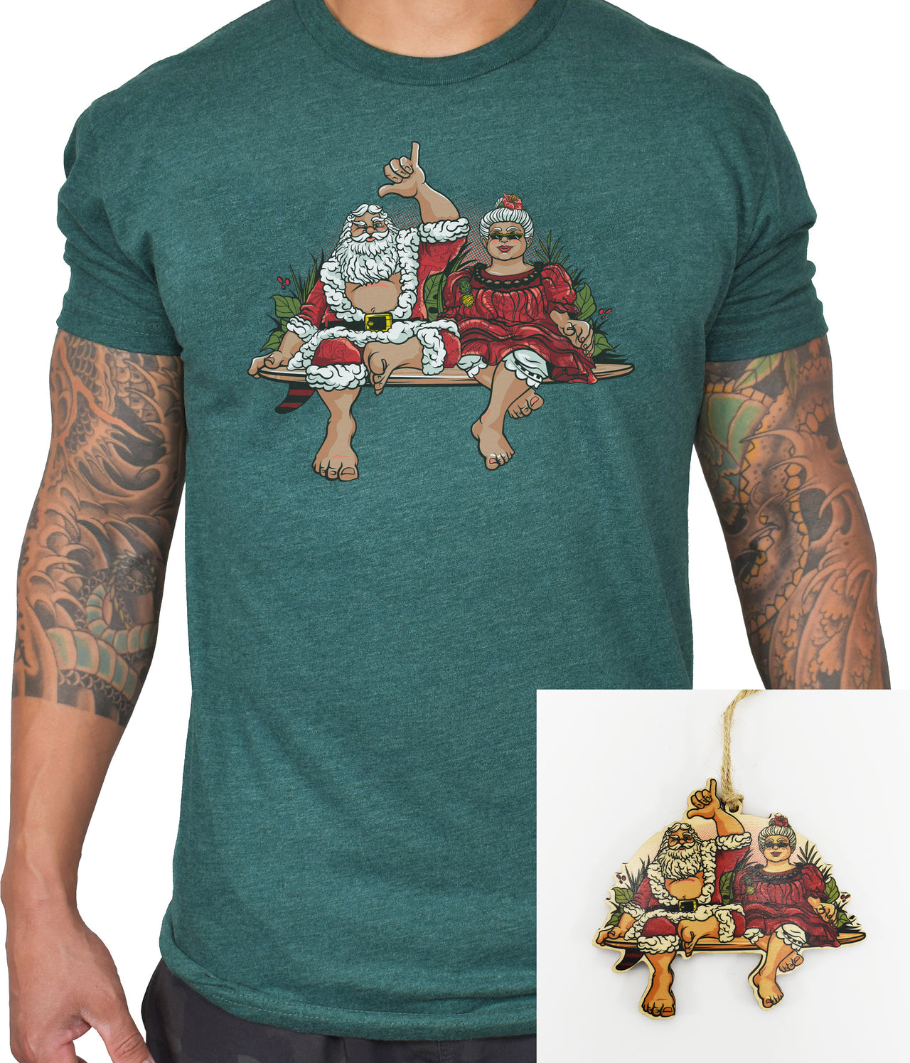 Men's 'Honolulu Lights' Forest Tee/Ornament Combo - PRE-ORDER. ITEM SHIPS 11.21