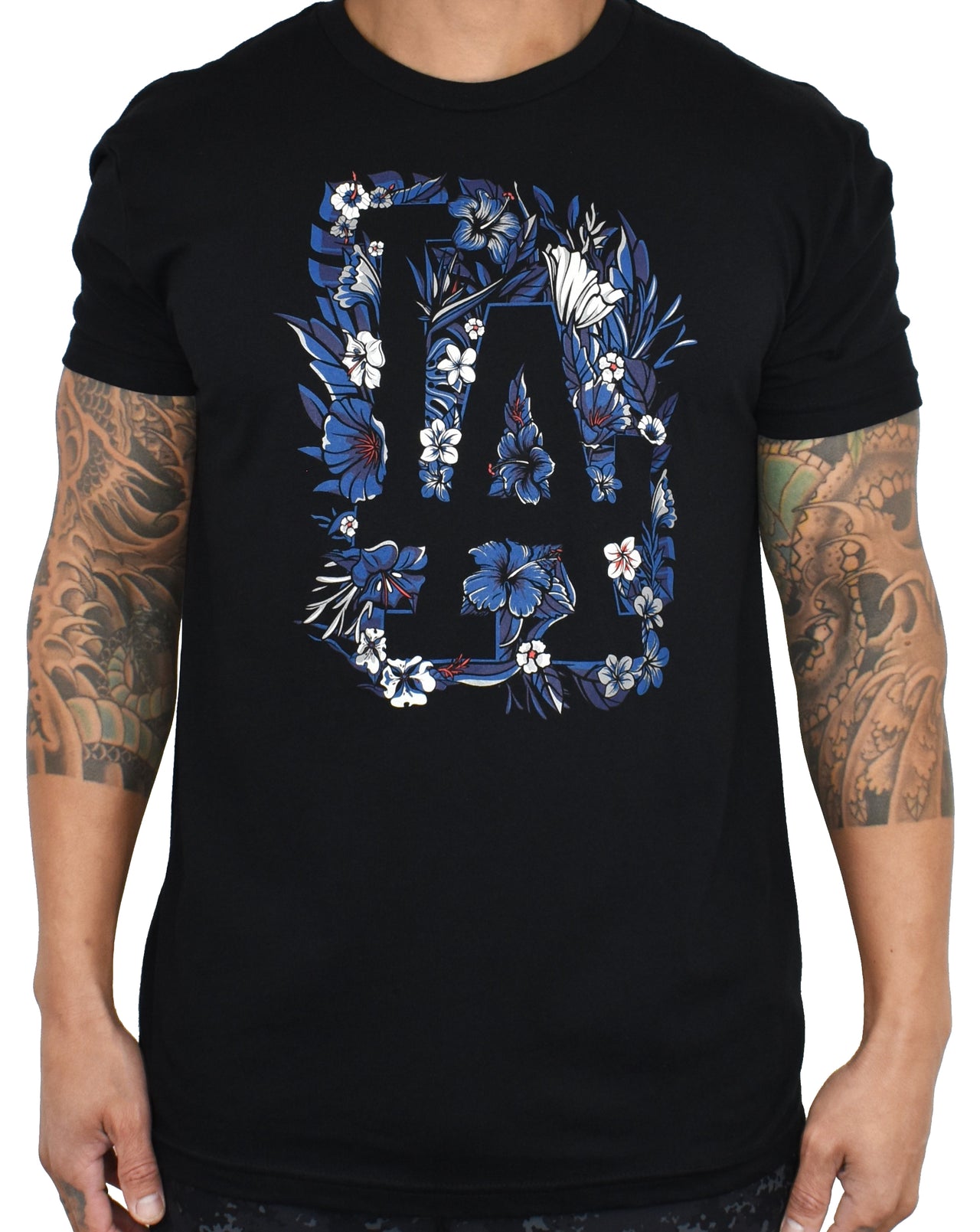 Men's 'Floral LA' Black Tee