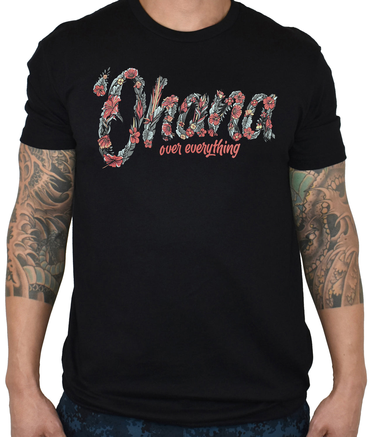 Men's 'Ohana Over Everything - FIREBISCUS Floral' Tee