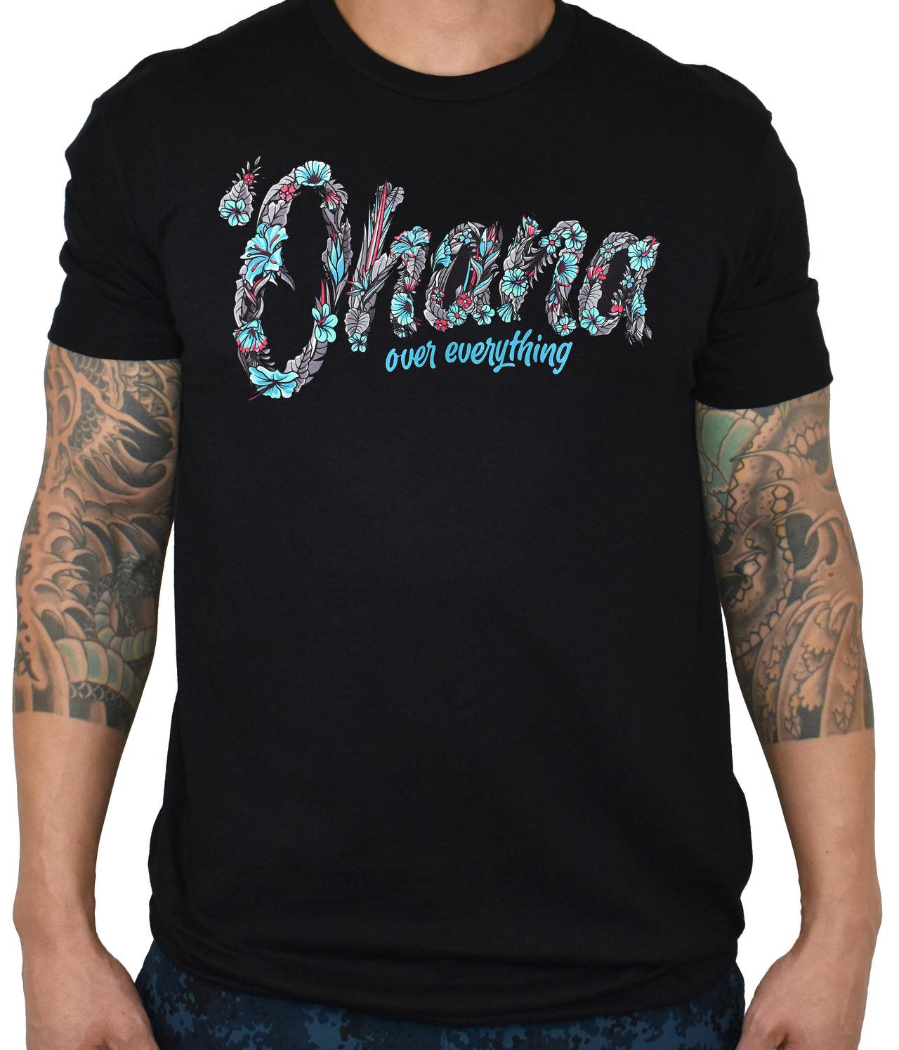Men's 'Ohana Over Everything - S-BISCUS Floral' Tee
