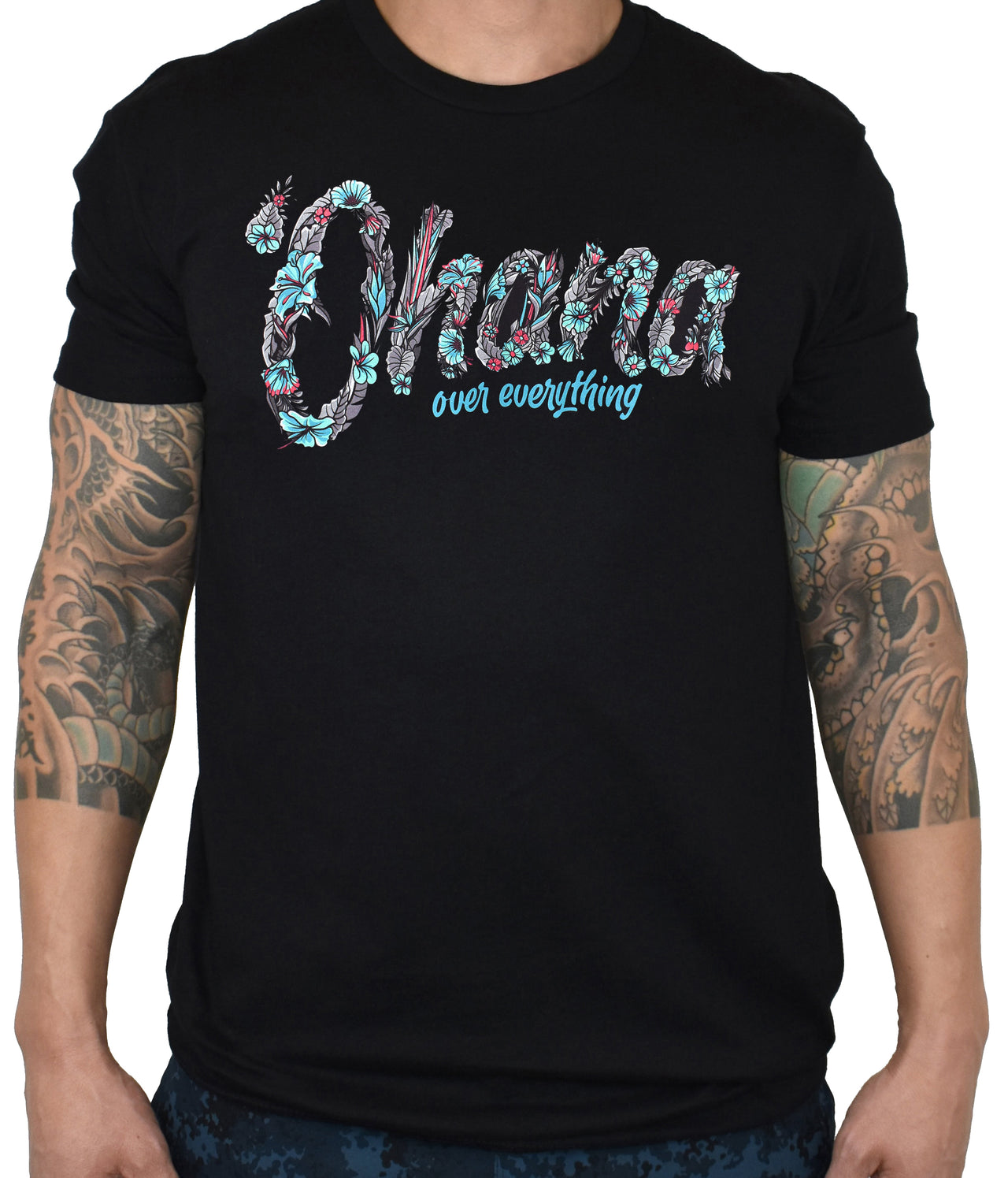 Men's 'Ohana Over Everything - S-BISCUS Floral' Tee