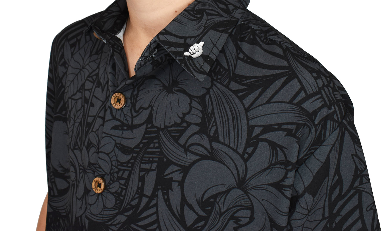 KIDS 'Charcoal Ohana' ULTRA Aloha (Hawaiian) Shirt