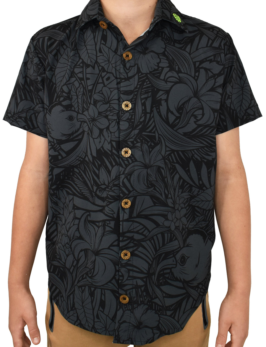 KIDS 'Charcoal Ohana' ULTRA Aloha (Hawaiian) Shirt