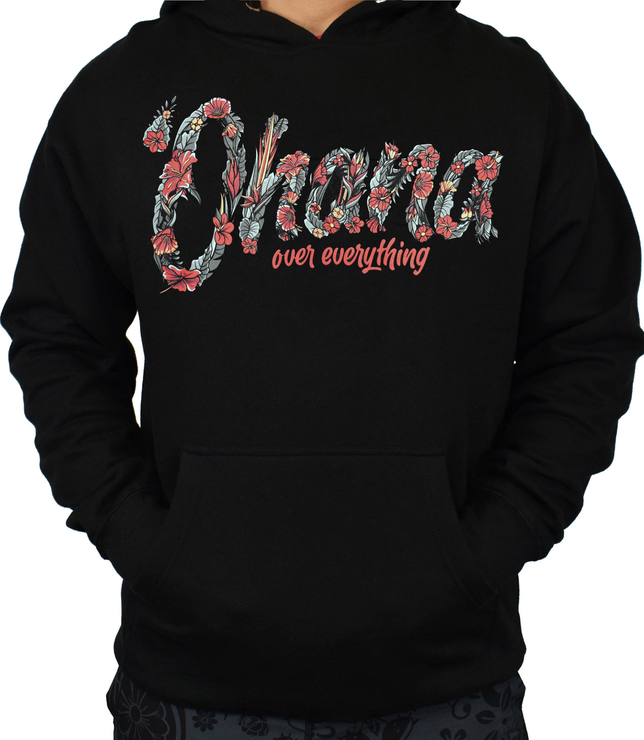 'Ohana Over Everything - FIREBISCUS Floral' Hoodie