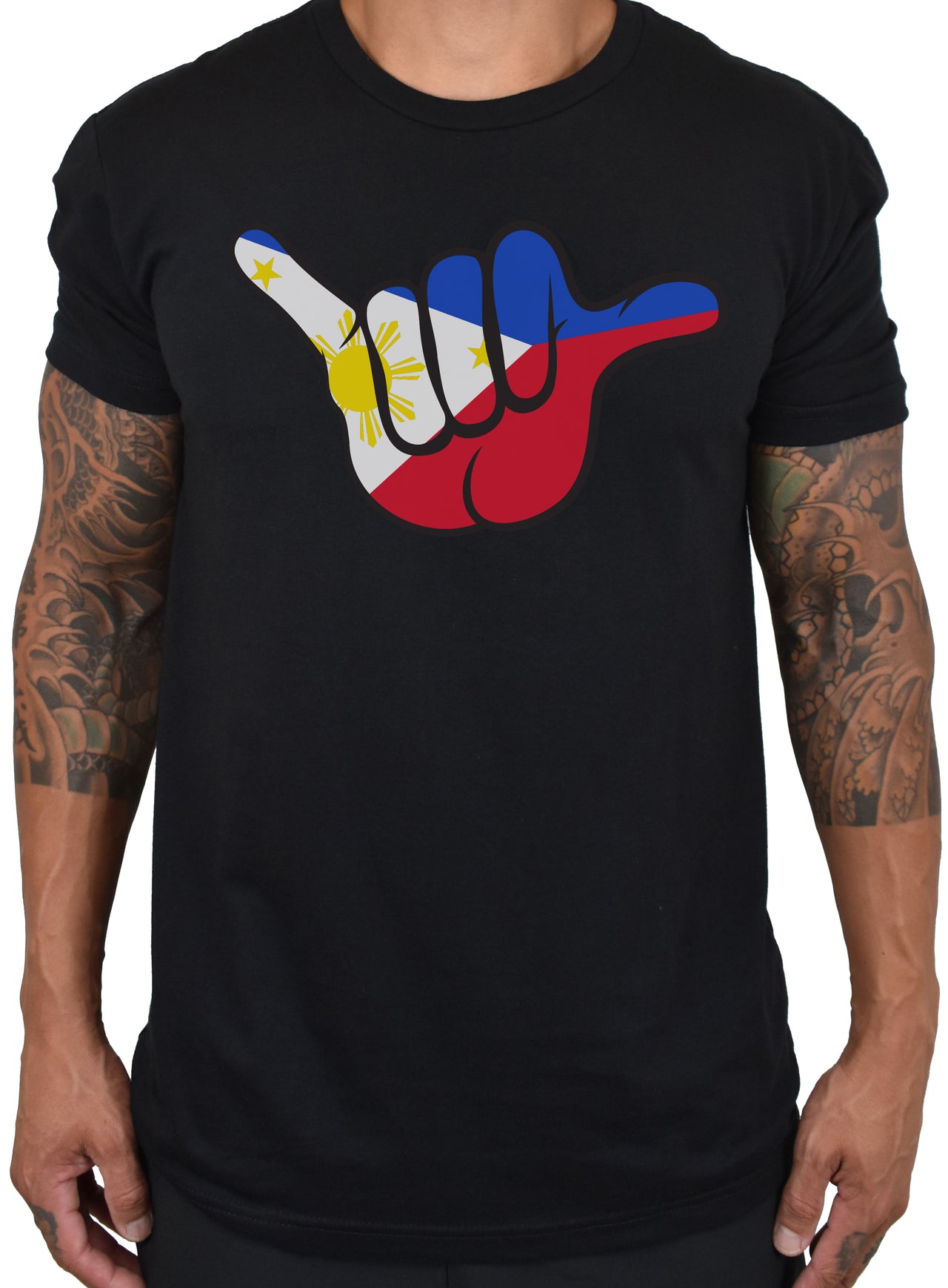 Men's 'Filipino Shaka' Black Tee - PRE-ORDER. ITEM SHIPS 05.15