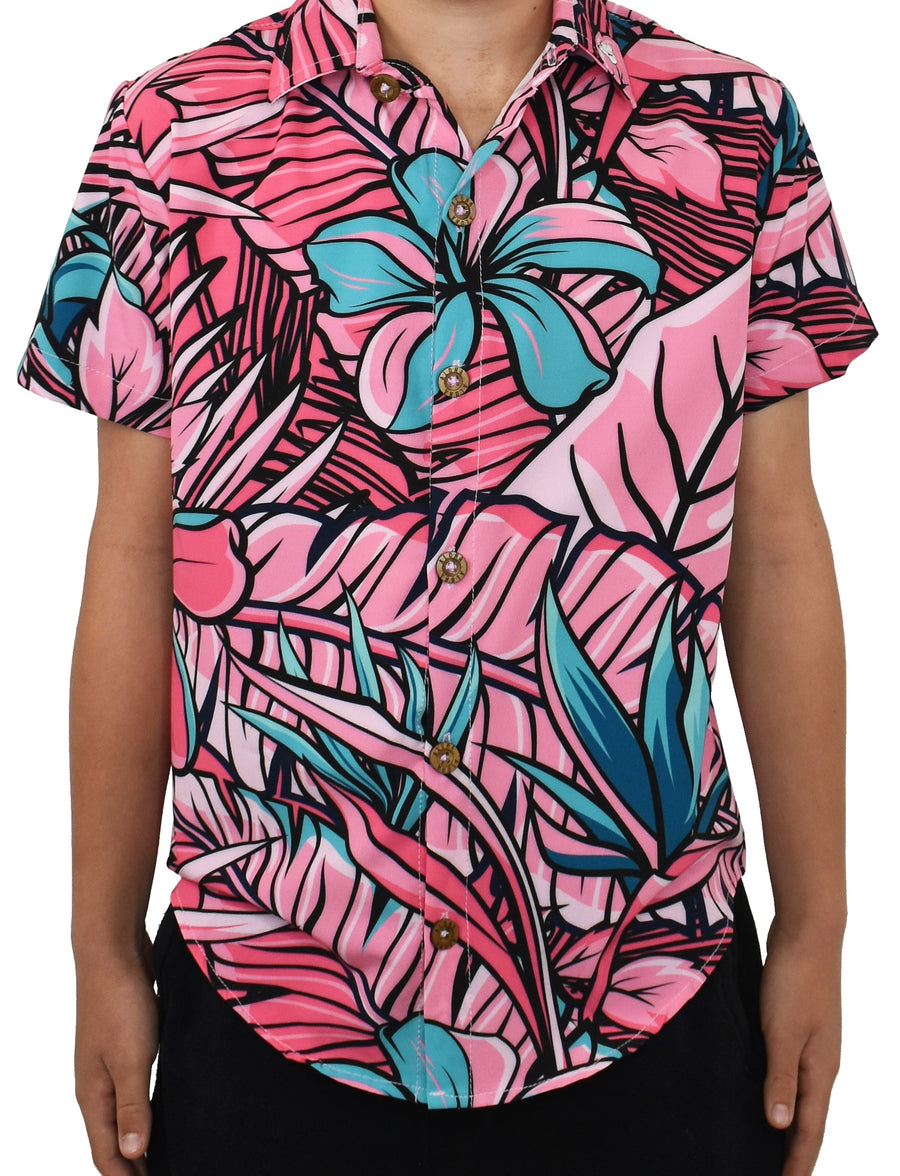 KIDS 'Pink Palace' ULTRA Aloha (Hawaiian) Shirt
