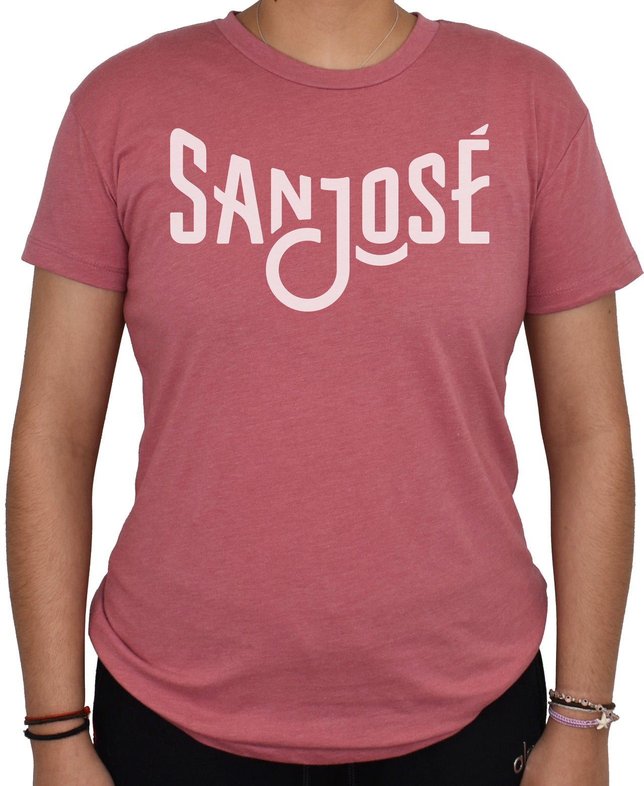 Women's 'San Jose' Relaxed Tee - Mauve/White