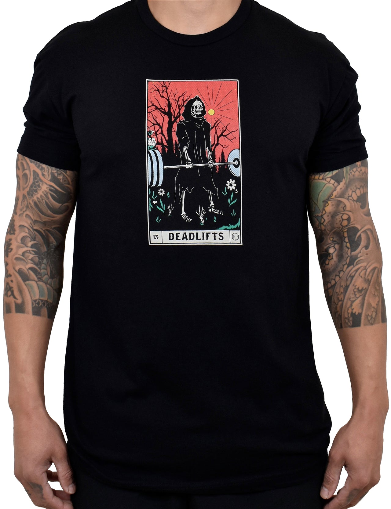 Men's 'DEADLIFTS Tarot Card' Tee - Black