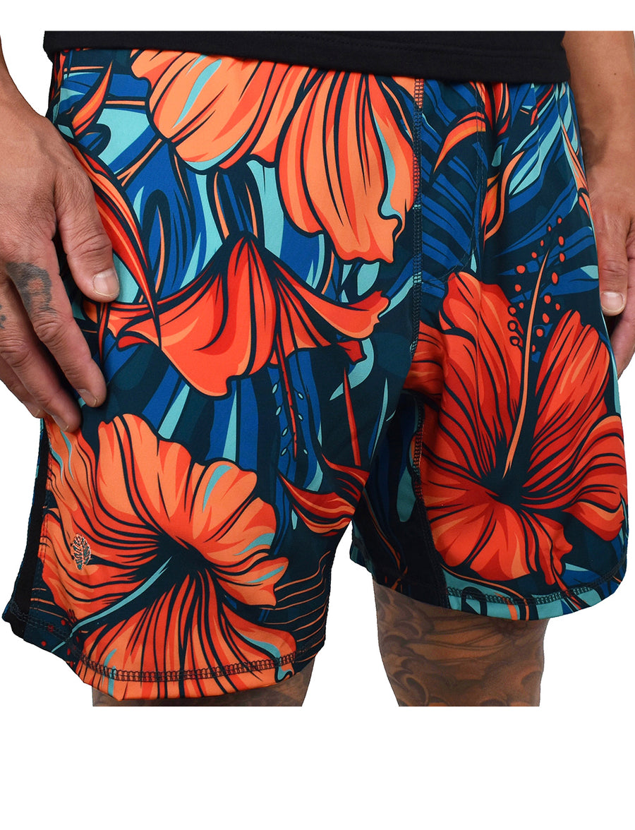 Men's 'Tropical Vibes' - Tangerine Dream Blended Hybrid Shorts