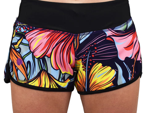 Women's 'Tropical Vibes' - Purple Rain Hybrid Shorts