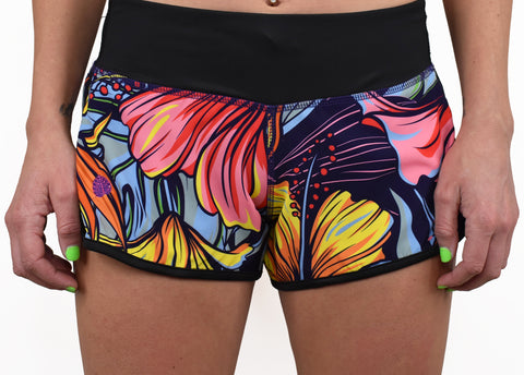 Women's 'Tropical Vibes' - Purple Rain Hybrid Shorts