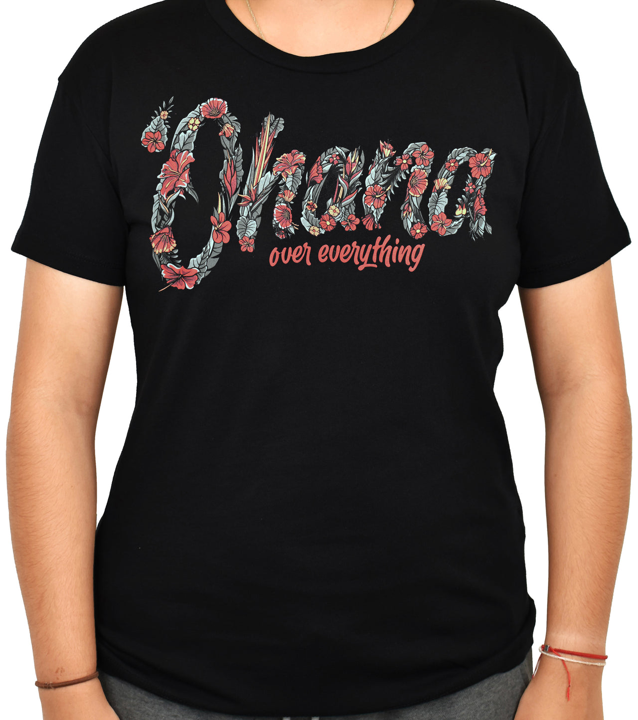 WOMEN'S 'Ohana Over Everything - FIREBISCUS Floral' Relaxed Tee