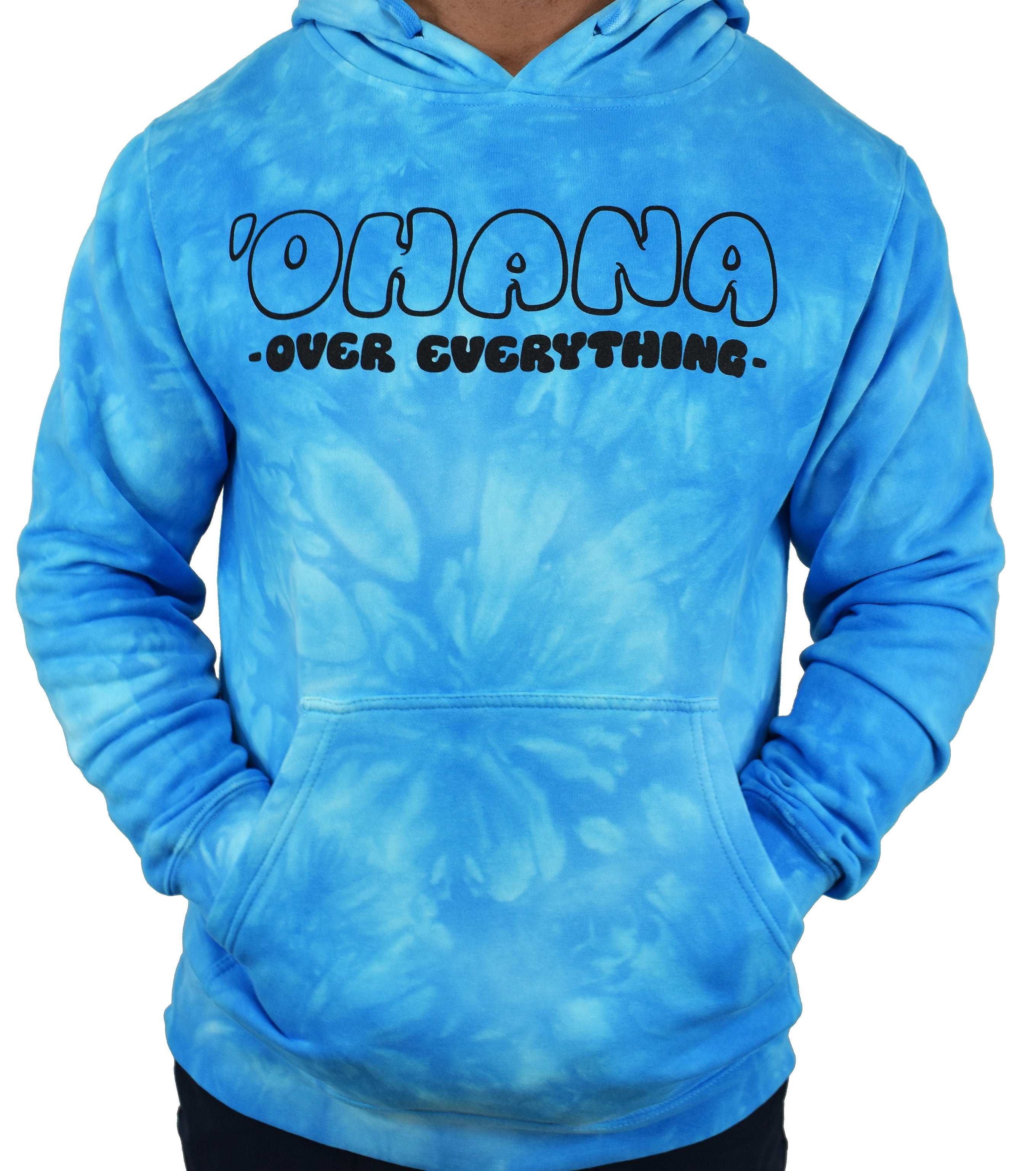 'Ohana Over Everything' Hoodie - Aqua Tie-Dye