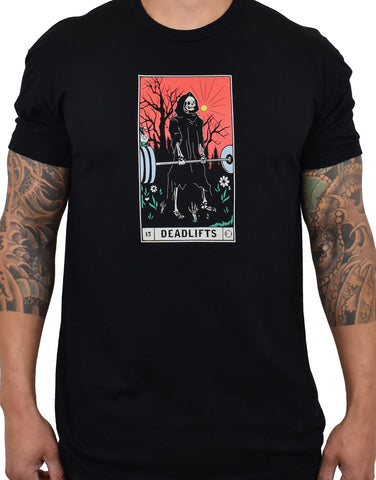 Men's 'DEADLIFTS Tarot Card' Tee - Black