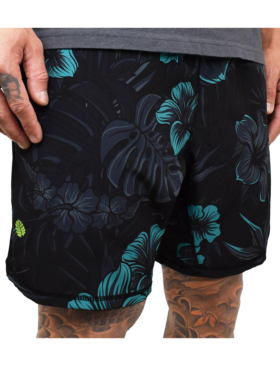 Men's 'Teal-biscus' Blended Hybrid Shorts
