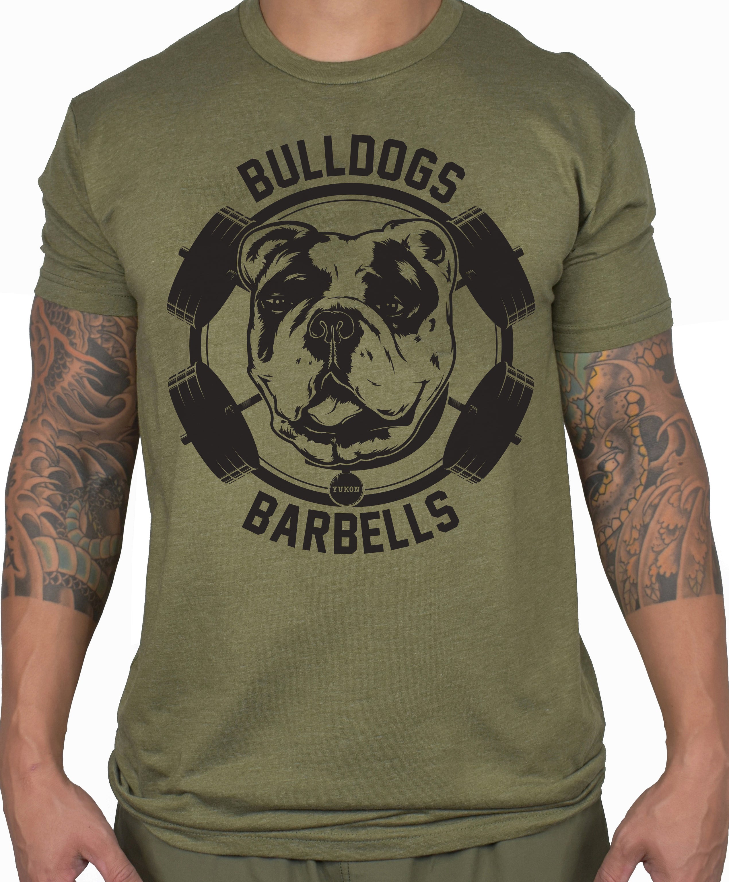 Men's 'Bulldogs and Barbells' Yukon Tee - Olive